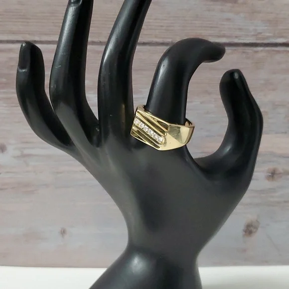 Sterling Silver 925 Channel Gold Ring - Picture 6 of 8